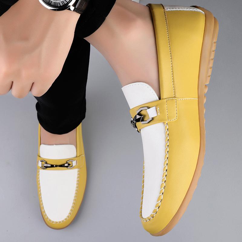 Fashion Stylish Summer Driving Flats Elegantes Men's Casual Shoes Slip on Shoes Ashion Outdoor Lazy Loafers Genuine Leather Mens Shoes