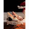 New Style Crystal Wedding Shoes for The Bride-to-be, Featuring High Heels.