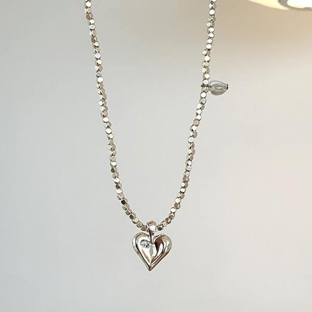 Mini Double Heart Silver Necklace (Luxurious Silver Color)