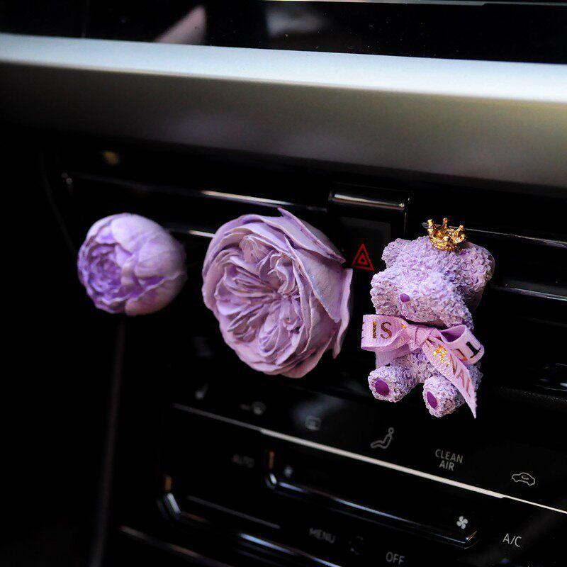 Preserved Fresh Flower Austin Rose Fragrant Stone Car Air Outlet Aromatherapy Retro Fancy Ins Style Car Interior