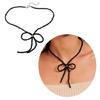 Color Rice Bead Bowknot Collarbone Chain Student Adjustable Chain Sweater Chain