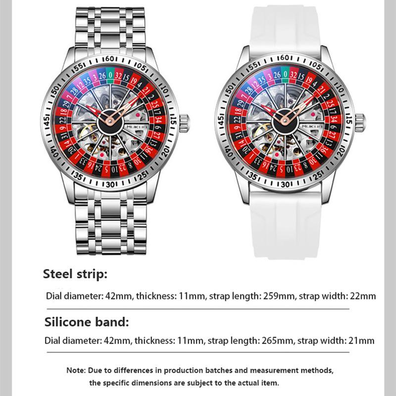 Herren Mechanische Uhr Automatisch Glücksspiel Drehende Scheibe Zifferblatt Armbanduhr Wasserdicht Leuchtende Uhr