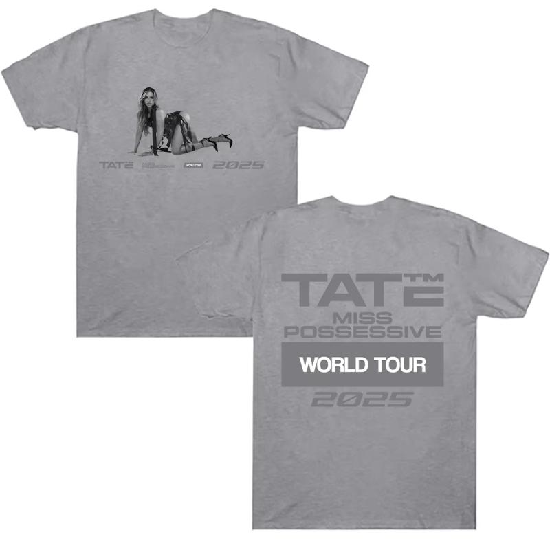 Tate McRae Miss Possessive 2025 Wereldtour T-shirt Unisex Dameskleding Katoen Korte Mouw T-shirts Zomer T-shirt Y2K Tops Fans Cadeau