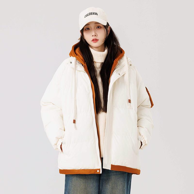 Men's and women's fake two-piece thickened coat cold warm sports and leisure outdoor lightweight fluffy soft cotton coat
