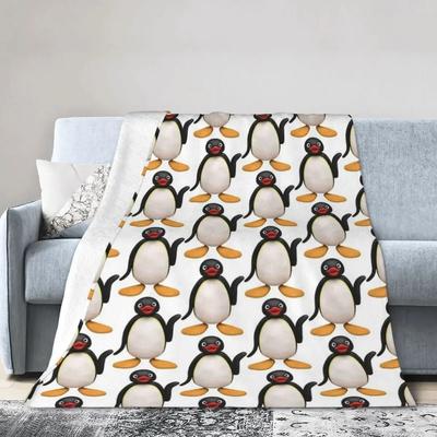 Flannel Throw Blanket Pingu Blankets Soft Bedding Warm Plush Blanket for Bed Living Room Picnic Travel Home Couch