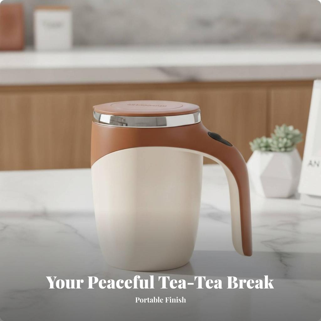 Rechargeable Stirring Coffee Mug Smooth easy-tInterior, Auto-mixing