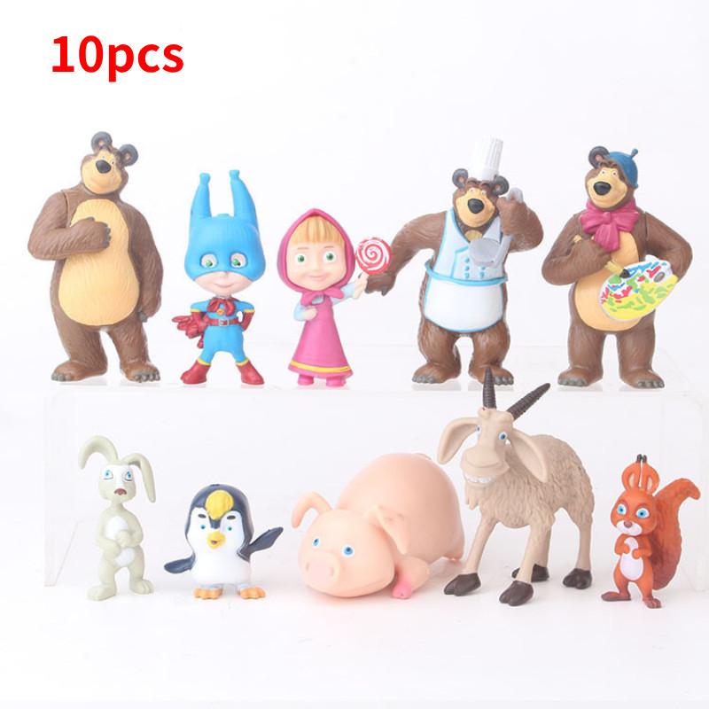 Collectible Masha And Bear Miniature Figurines Set With Cute Brown Bear Designs For Enthusiasts
