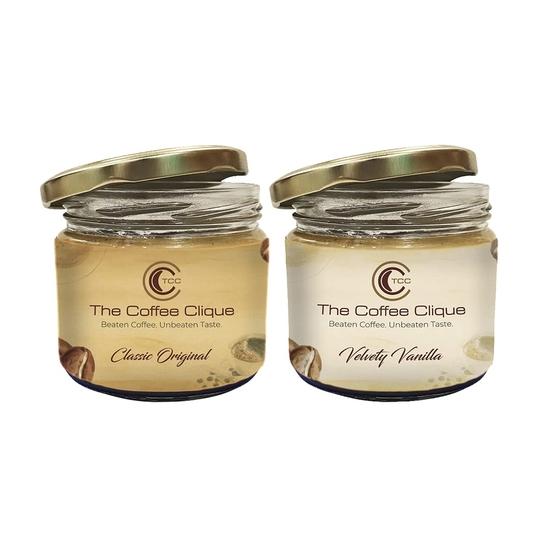 

The Coffee Clique | Классический Оригинальный + Бархатная Ваниль | Ароматизированная Взбитая Кофейная Паста | Капучино как в кафе дома | Комбо из 2 | 470 грамм