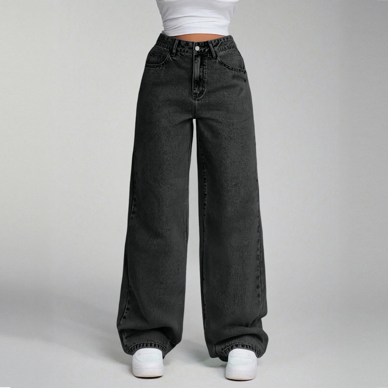 

Women s High Waist Straight Leg Loose Casual Trousers Jeans L