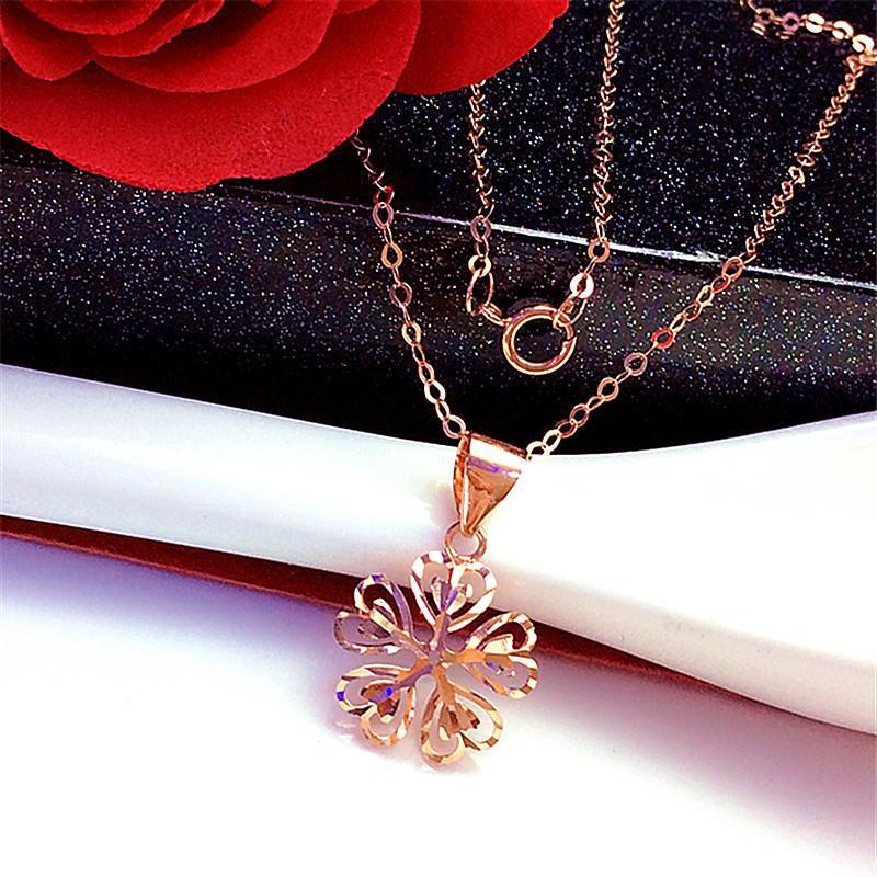 Фиолетовое Золото Полое Сердце Позолоченное Розовым Золотом Комплект Цепь Сладкий Красочный Премиум Ожерелье