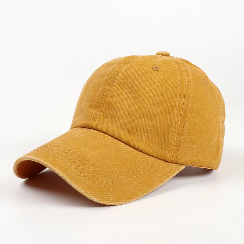 Washed Cotton Baseball Cap Men'S And Women'S Fashion Dad Hat Casual Retro Soft Top Curved Brim Solid Color Cap