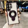 Magnetic for Magsafe Clear Phone Case For Samsung Galaxy S25 S24 S23 S22 Ultra Plus S22 Ring Holder Stand Wireless Charge Cover