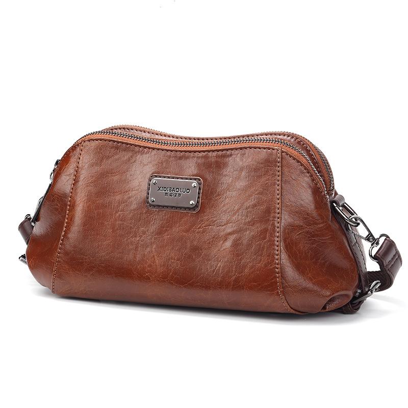Retro Fashion Women's Leather Bags Compact One-shoulder Messenger Meniscus Bags Classic and Versatile Messenger Bag