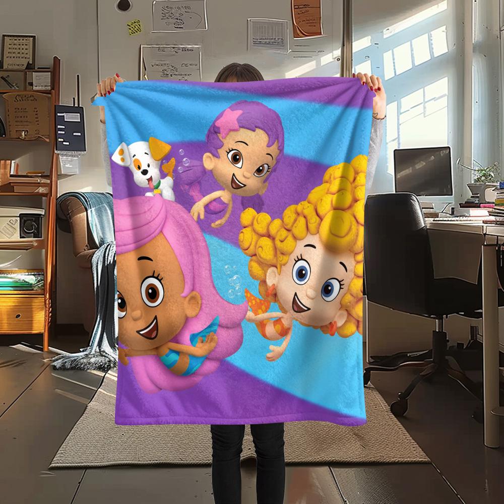 Bubble Guppies  Print Flannel Blanket, High Quality Comfortable for All Seasons, Home Decor, Warmth and Comfort