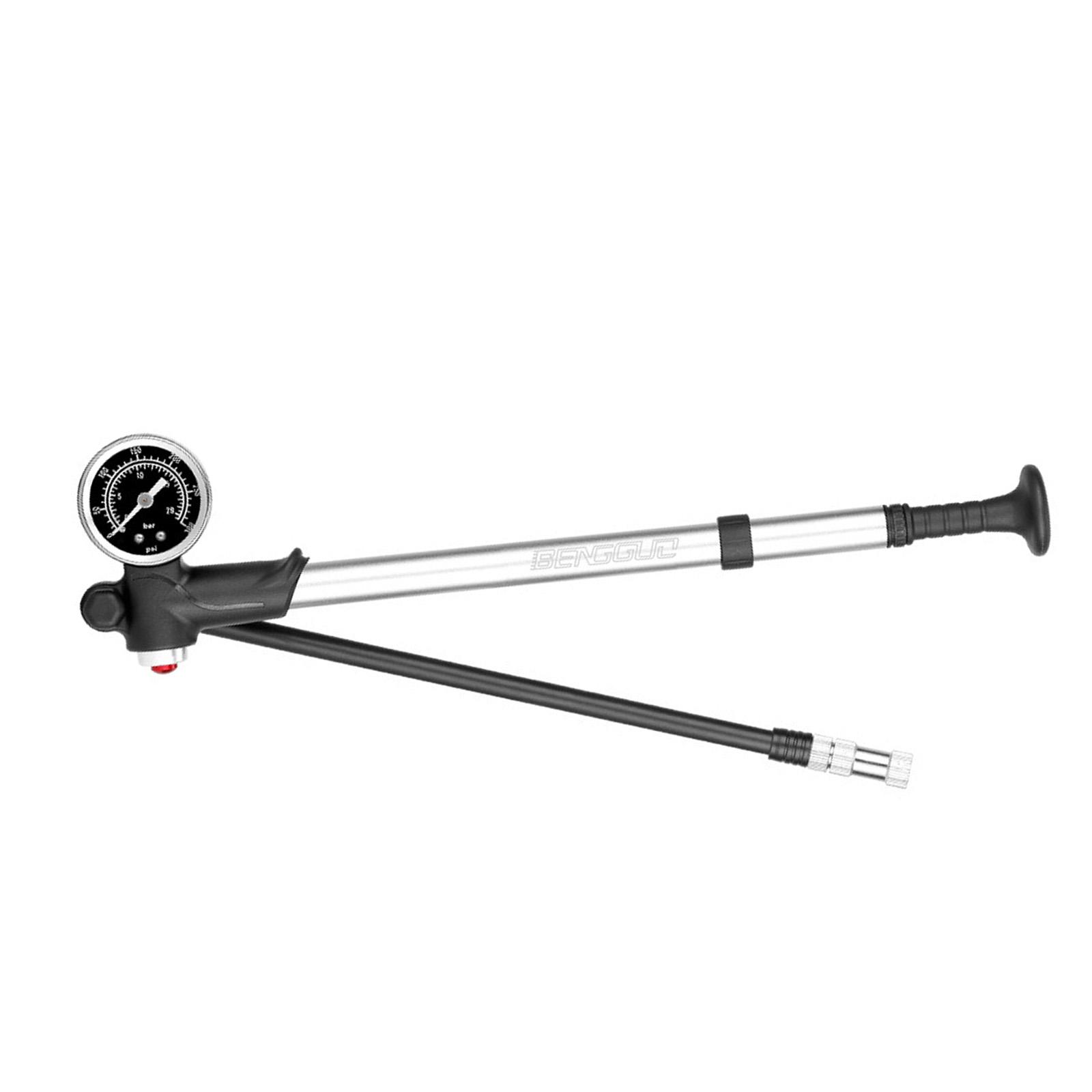 

Амортизационный насос высокого давления для шоссейного горного велосипеда 300 фунтов на квадратный дюйм Воздушный насос с манометром для передней вилки и задней подвески Маленький насос A серебряный