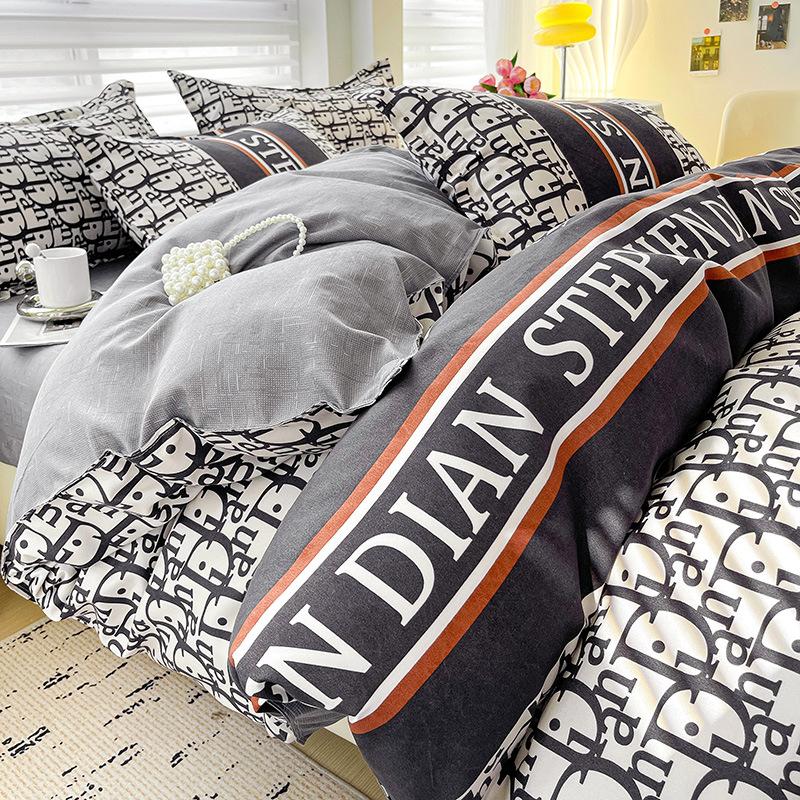 Class A Maternal And Infant Grade Small Fresh Pure Abraded Four-Piece Set Skin-Friendly Bed Sheet Washed Cotton Quilt Cover Student Dormitory 3Pcs Set