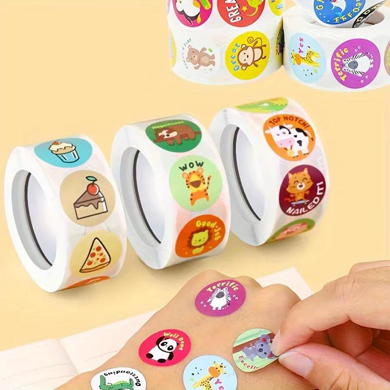 500sheets/roll Student Stationery Stickers Rolling Animal Roll Stickers Cute Sticker Kids DIY Gift Sealing Label Decoration TMZ