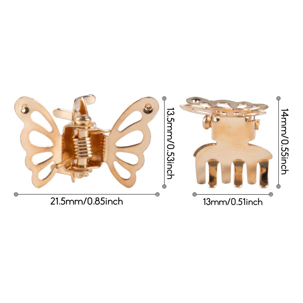 20 Stück Mini Metall Schmetterling Haarklammern, Hohl Kleine Schmetterling Haarclips, Niedliche Seitenpony Zöpfe Haarspangen für Damen Mädchen Haarschmuck