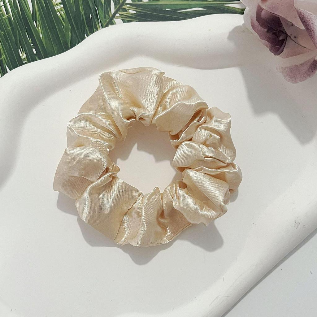 European & American Retro Satin Scrunchie – Solid Color, Oversized, French-Style Hair Accessory
