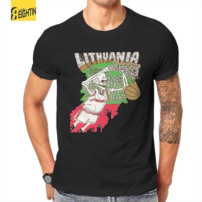 Men's T-Shirt Basketball Skeleton Lithuania Casual Pure Cotton Tees Short Sleeve  T Shirts O Neck Clothes Summer