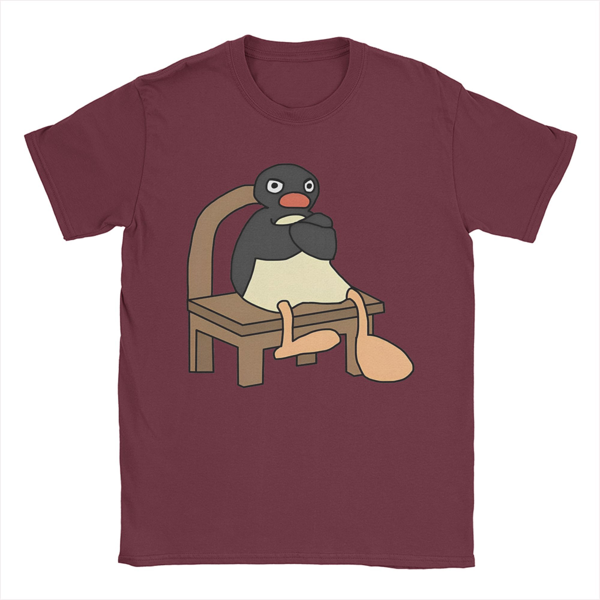 

Мужская и женская футболка с принтом Angry Pingu, футболка из 100% хлопка, футболки, одежда S бордовый