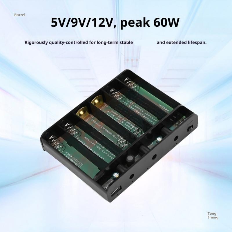Rechargeable UPS Power Box 6x18650 Battery Holder Case with Overcharge Protections Easy Assembly for Outdoor Devices