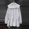 2026 Spring Women's Striped Sailor Collar Shirt Dress with Lace