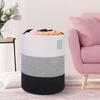 Breathable Cotton Rope Hamper Basket With Supportive Handles Large Capacity Storage Container For Clothes