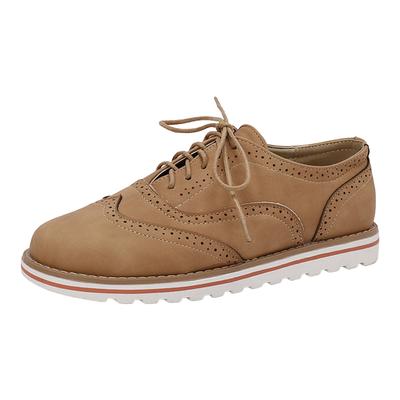 Oxford Flats Shoes Women Leather Comfort Lace Up Lady Brogue Derby Designer Vintage Casual Platform Shoes Women Sneakers