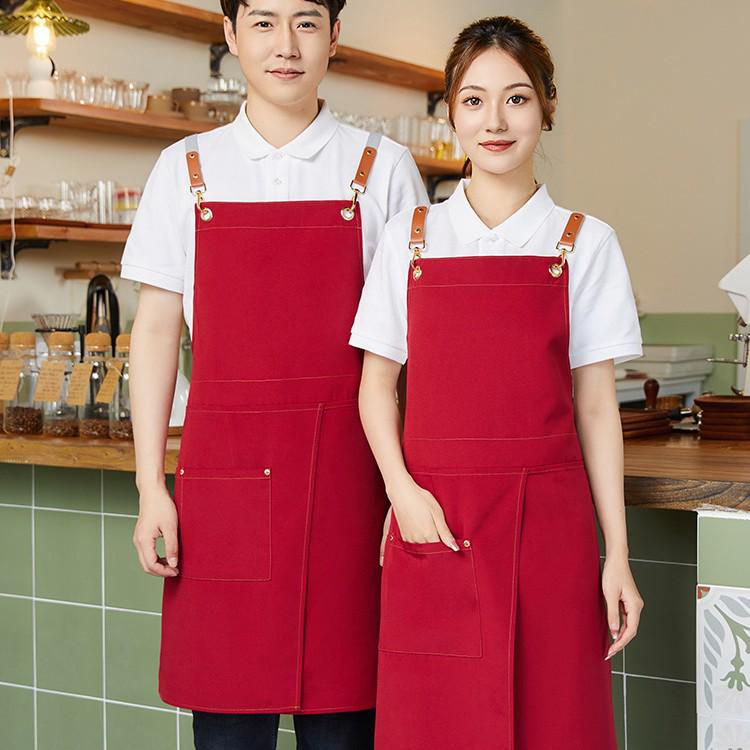 Women s Waterproof Canvas Apron with Adjustable Straps - Trendy Slit Design for Catering and Work, Customizable. Style Z11/Canvas/Dark Green