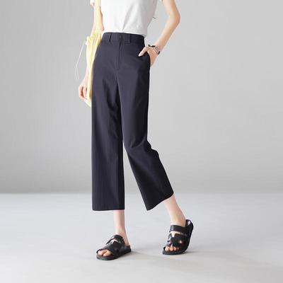 SOFSIL 2026 Summer High-Waist Straight-Leg Cropped Casual Pants