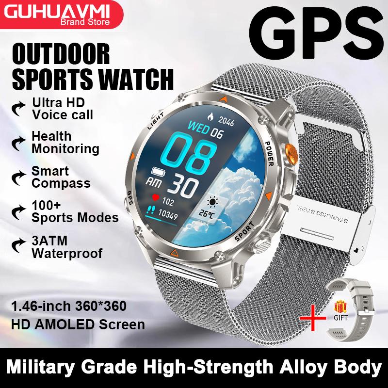 New Military Outdoors BT Call Smart Watch Built-in GPS Compass Barometric Altimeter 10ATM Waterproof Sports Smartwatche Men