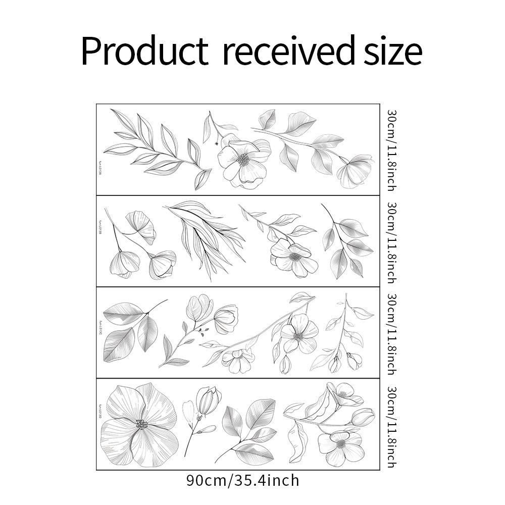 

Fun-L013 черно-белый эскиз цветок лист спальня гостиная ландшафтный декоративный настенный стикер наклейка своими руками 30*90CM*4PCS/fun-L013