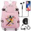 USB Headphone Backpack for Teens Students Boys Girls Leisure Travel Dual Shoulder Bags Soccer Hot Selling Waterproof Large Capacity
