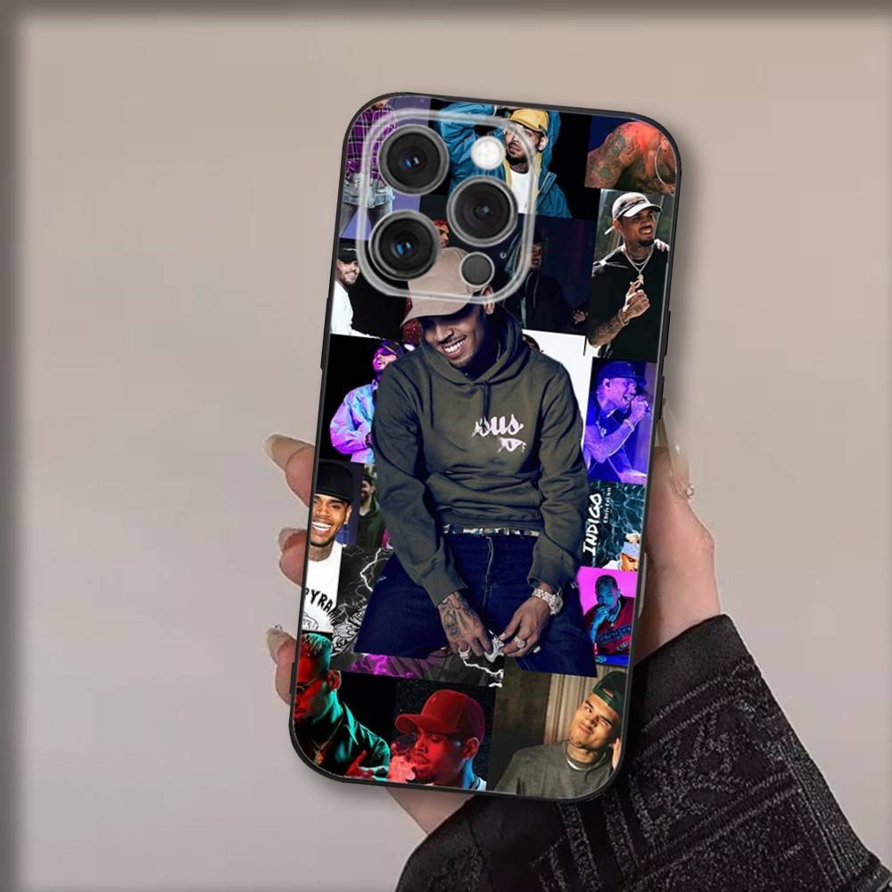 Singer C-Chris Browns Phone Case For iPhone 17,16,15,14,13,12,11,Pro,Max,Plus,Air,X,XS,XR,SE,8,7,Mini,Soft Black Funda