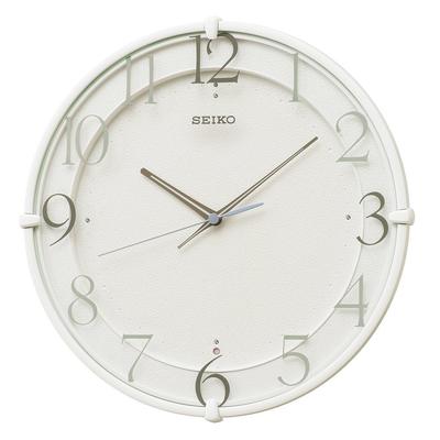 Seiko Clock KX215W Analog Wall White Radio-Controlled Clock,