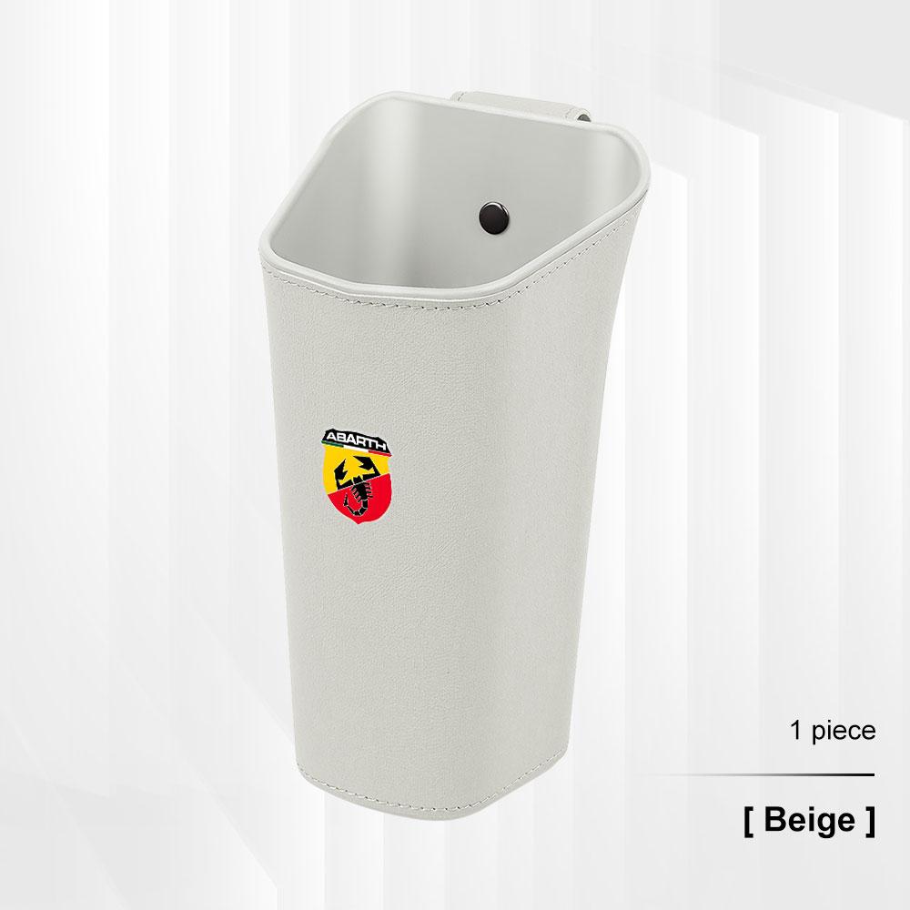 For Abarth 695 595 500 600e 124 500C 124 125 Leather Car Door Water Cup Holder Backrest Hanging Storage Box Waterproof Trash Can
