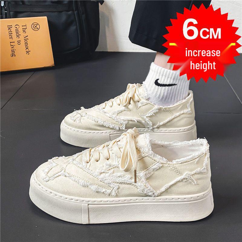 Mäns Mångsidiga Sommar Skateboardsskor i Kanvas - Trendiga, Andningsbara, Svart/Beige.