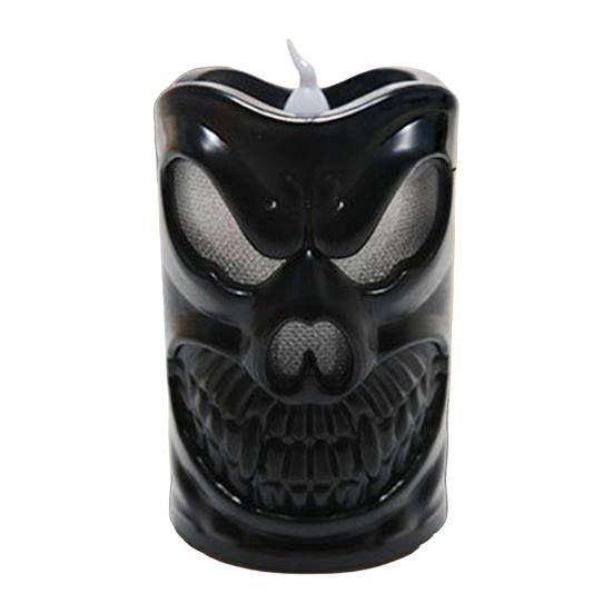 Bougie d'Halloween sans flamme avec lumière LED, Design Visage de Fantôme Citrouille Crâne Sécurisée à Piles Décoration Intérieur Extérieur pour Fête Maison Hantée