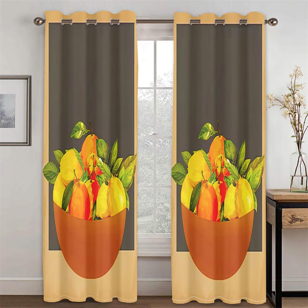 3D Abstract Geometric Style Art Green Fruit Pattern Window Curtains Modern Simple Style Home Living Space Bedroom Space Window Decorative Piece