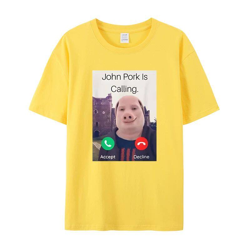 John Polk Is Answering A Phone Call on A Humorous and Interesting Pig Lover Printed Tshirt for Unisex and Women Casual Tshirt