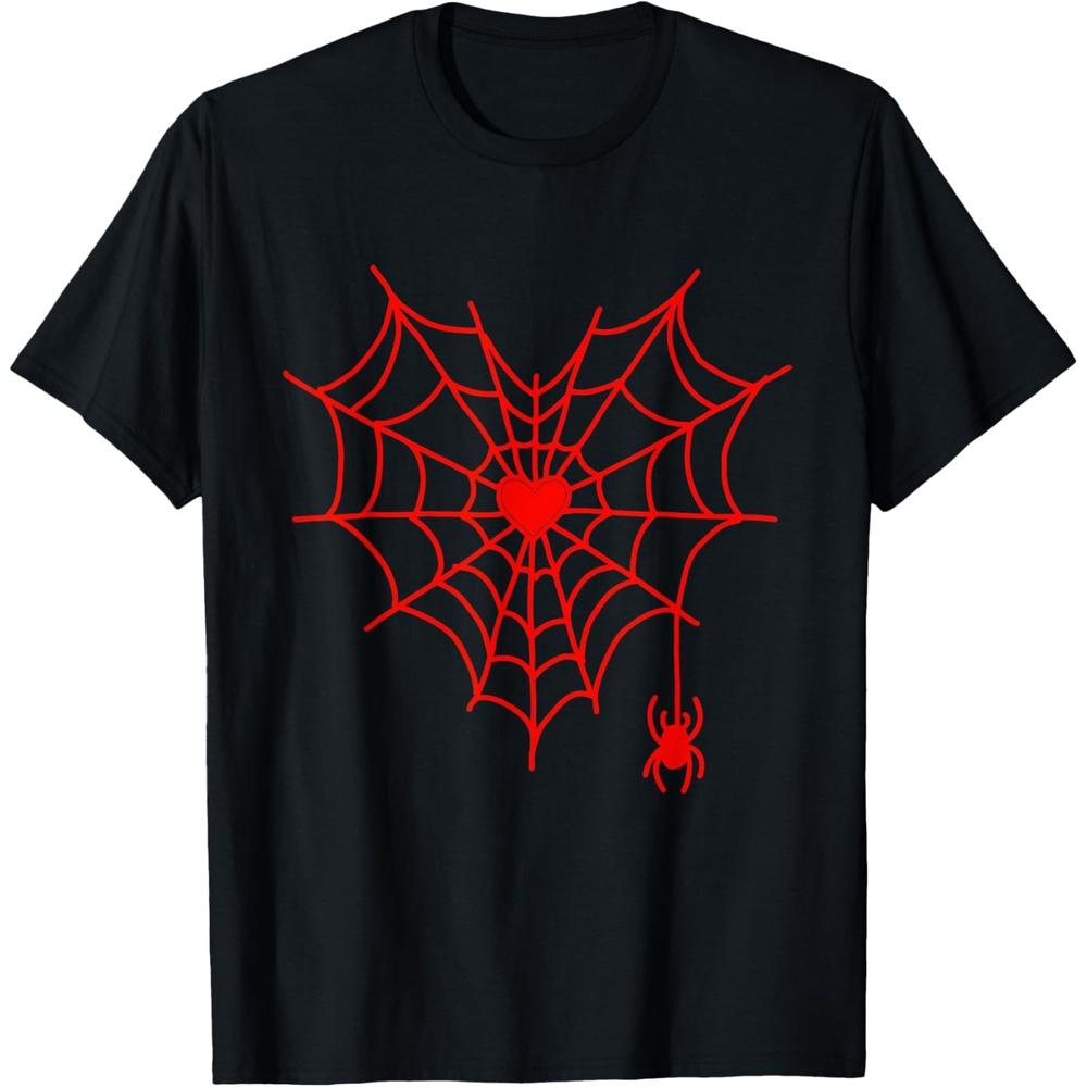 Spider Web Heart Valentines Day Couple Matching Mens Womens T-Shirt L чёрный
