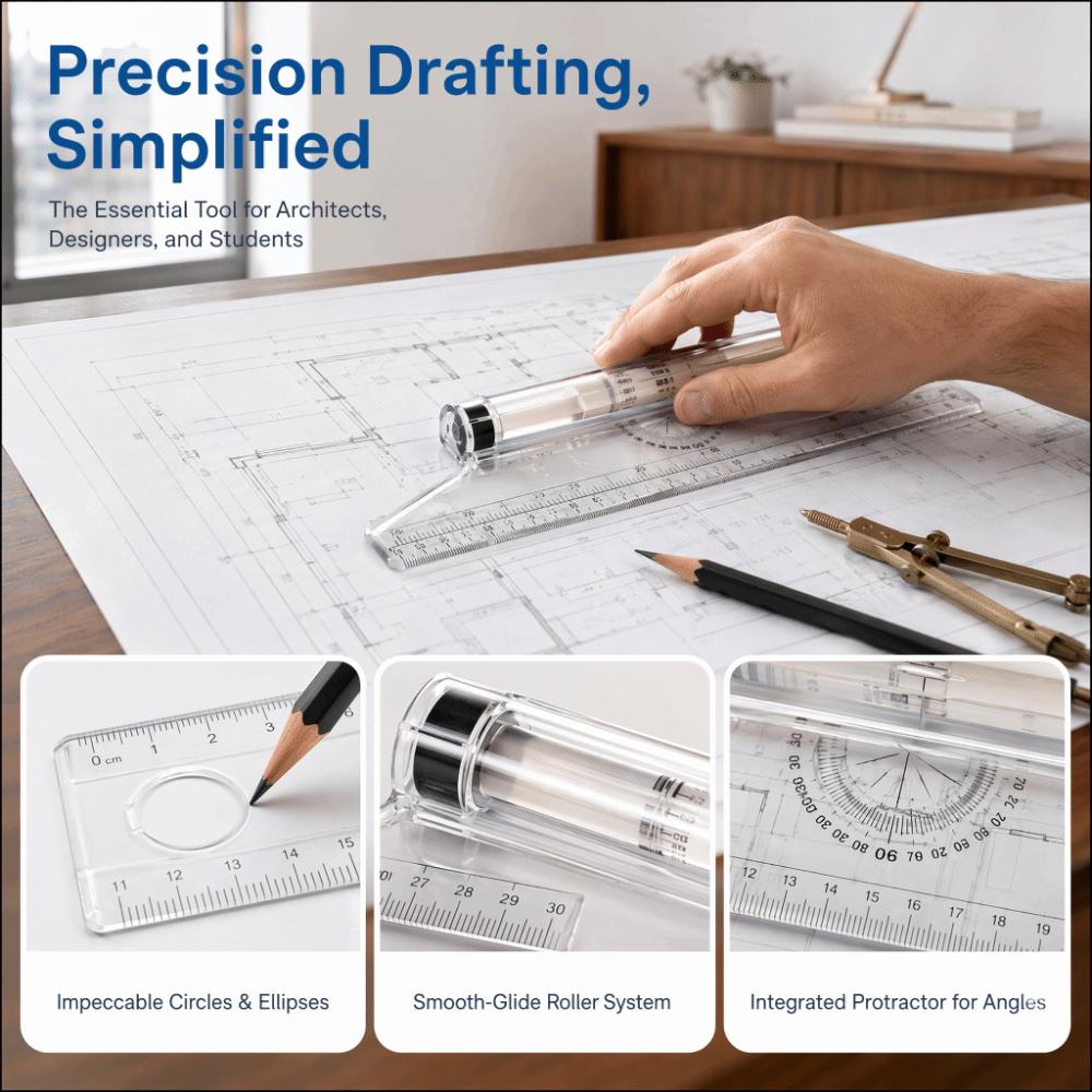 5pcs Transparent Design Rolling Ruler Clear Scale Drawing Ruler Measuring Ruler  For Students