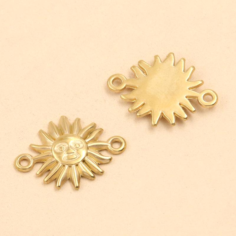 4 Styles Stainless Steel Sun Pendant Connector - Creative Vacuum Plated Handmade Ornament