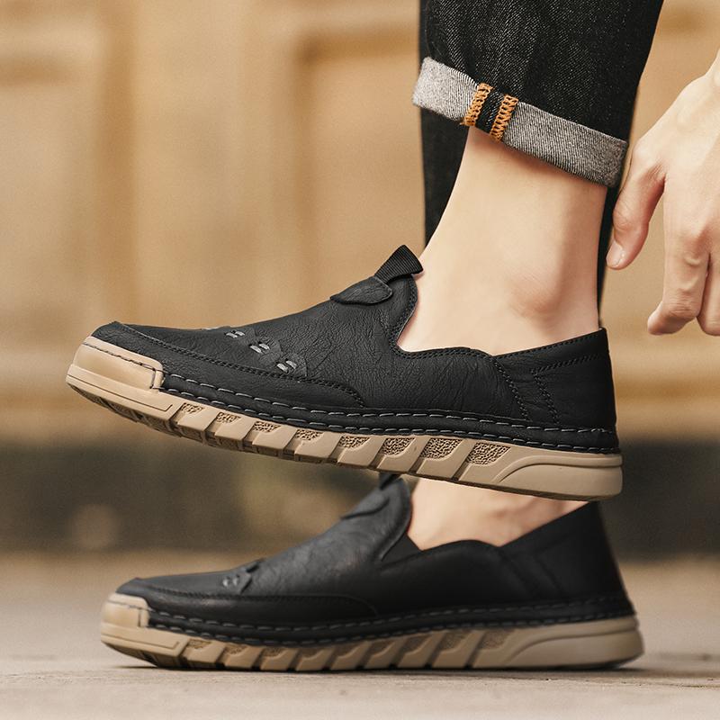 Fashion Outdoor Comfortable Ankle Sports and Casual Leather Shoes Autumn Fashion Brand Breathable Handmade Stitching Casual Men's Shoes