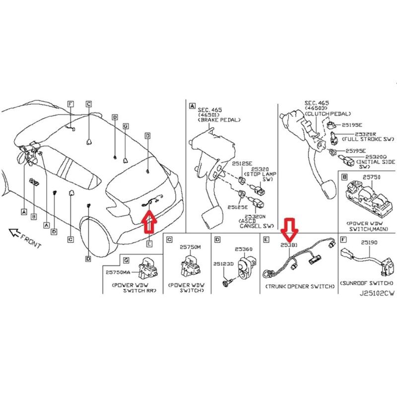 Rear Tunk Lid Boot Release Handle Switch for 2011-2015 25380-1KA0B Replacement Tailgate Lock Boot Opening Button