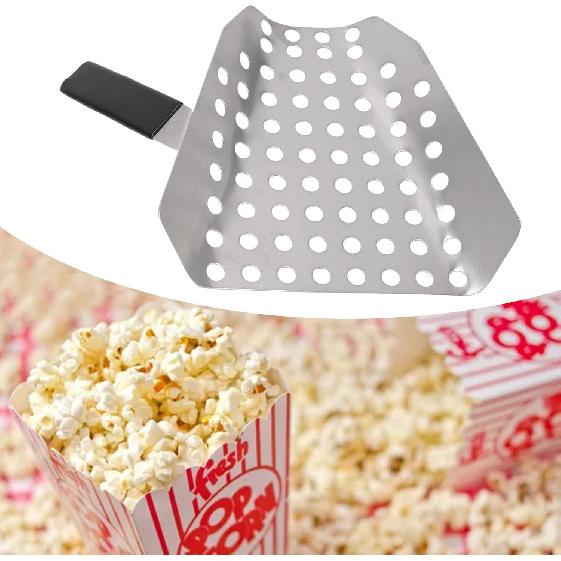 French Fries Scoop Laborsaving Stainless Steel Metal Popcorn Scoop with Holes for Cinema To Fill The Bucket