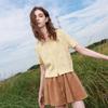 Sancai Women's Round Neck Short Sleeve Knit Cardigan