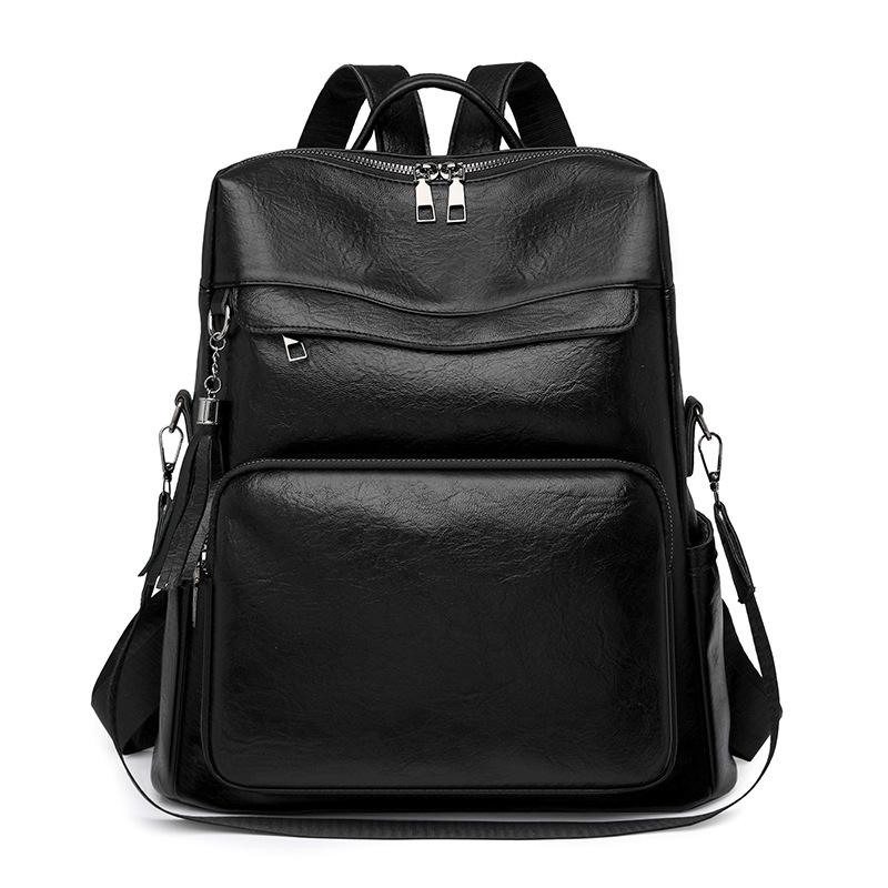New soft leather backpack retro leather women's casual backpack large capacity multi-compartment women's bag backpack