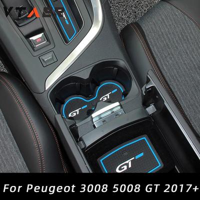 Για Peugeot 5008 3008 GT 2017- Αξεσουάρ αυτοκινήτου Εσωτερικό λαστιχένιο χαλάκι πόρτας Εσωτερικό αντιολισθητικό μαξιλαράκι πύλης κυπέλλου LHD